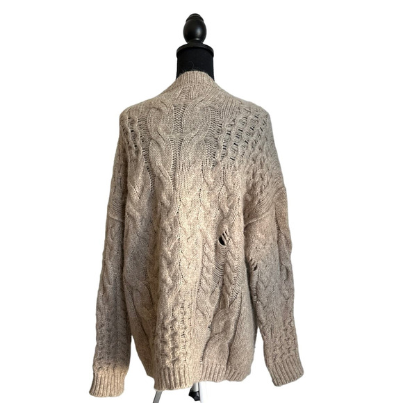 Free People Tan Distressed Alpaca Blend Sweater Sz S - Picture 3 of 9